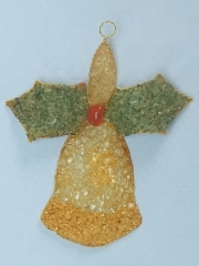 Weihnachtsglocke (± 12 cm) mit Bergkristall, Aventurin, gelbem Jaspis